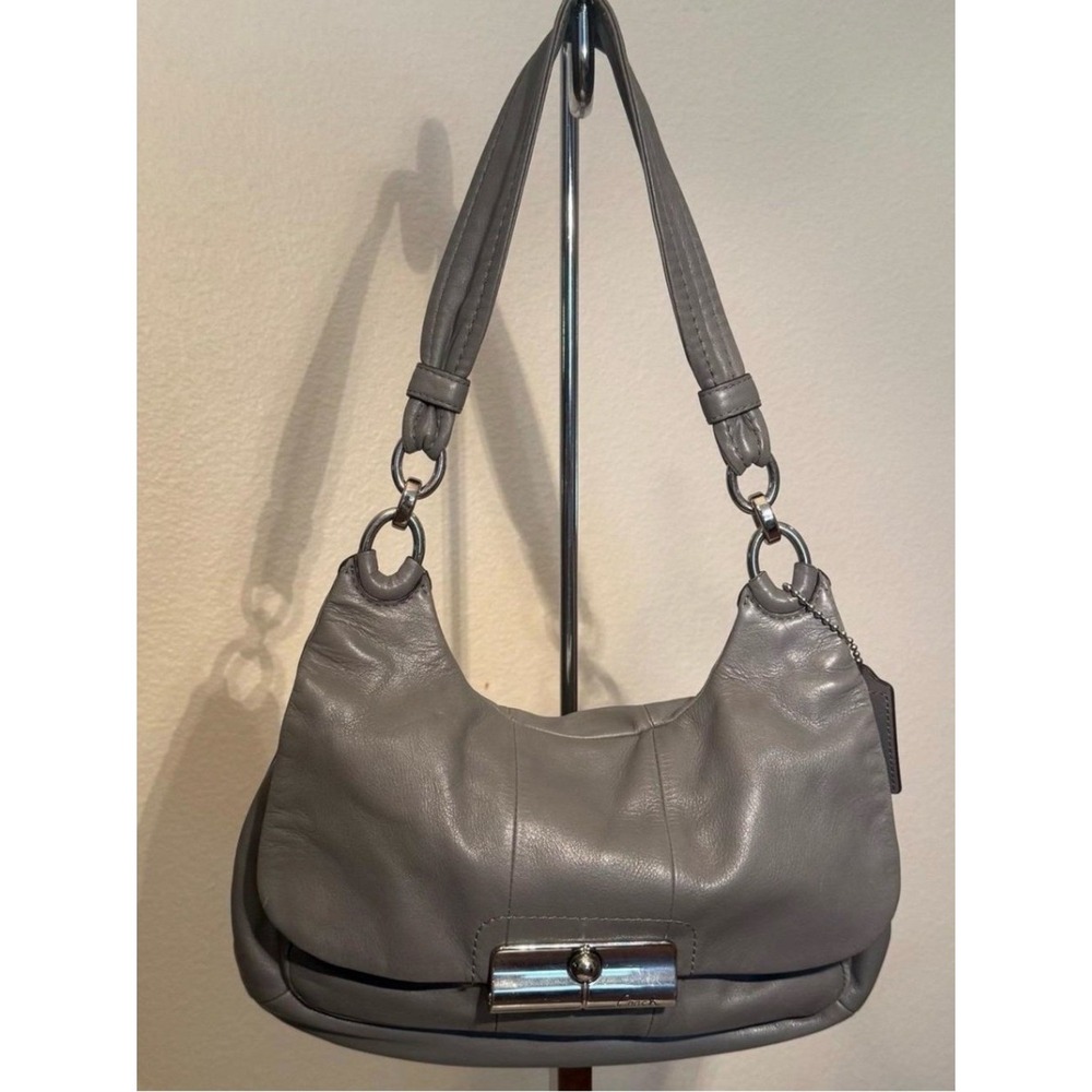 Coach Kristin Leather 16931 Slouchy Hobo Drape Shoulder Bag Women M Gray